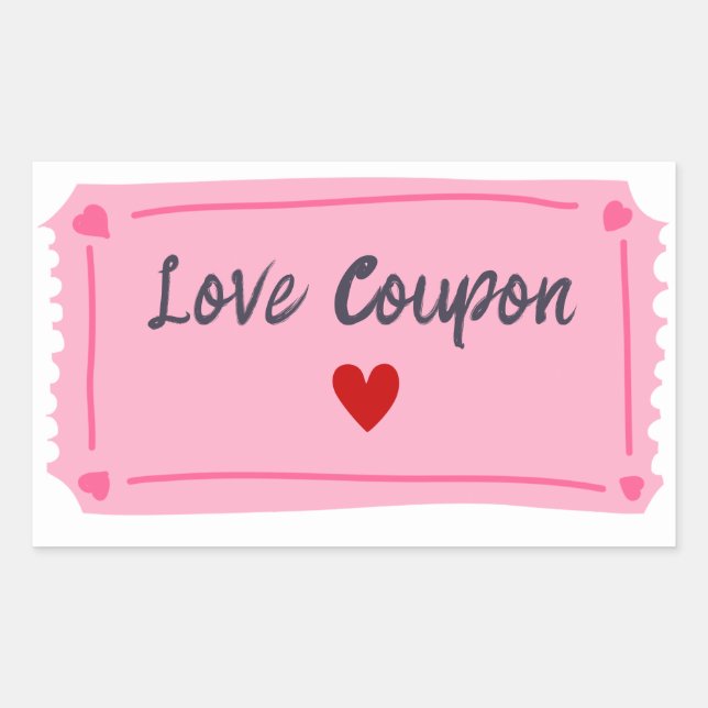 Sticker Rectangulaire Bon de love pour la Saint-Valentin  (Devant)
