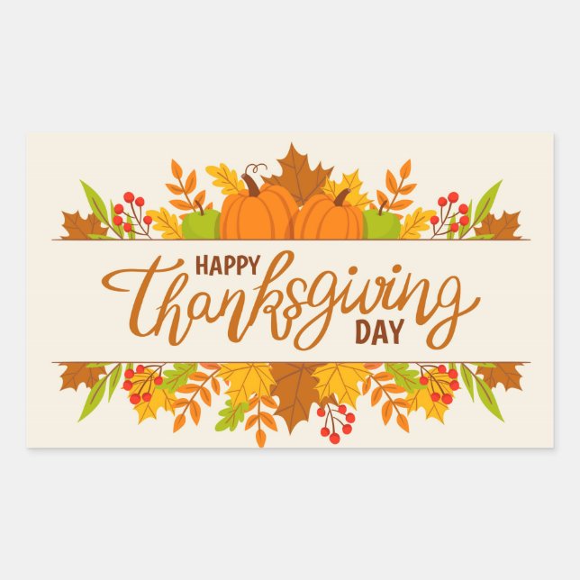 Sticker Rectangulaire Bon thanksgiving (Devant)
