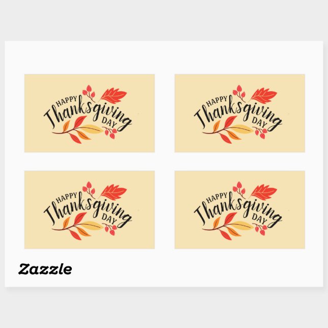 Sticker Rectangulaire Bon thanksgiving (Feuille)