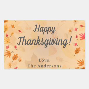 Sticker Rectangulaire Bon thanksgiving de messages PERSONNALISÉ Automne