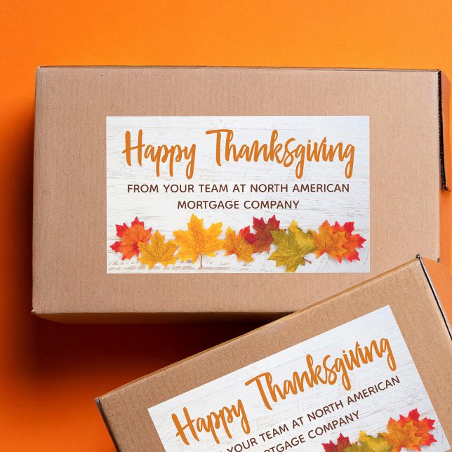 Sticker Rectangulaire Bon thanksgiving Feuilles Automne Société Fête (Créateur téléchargé)