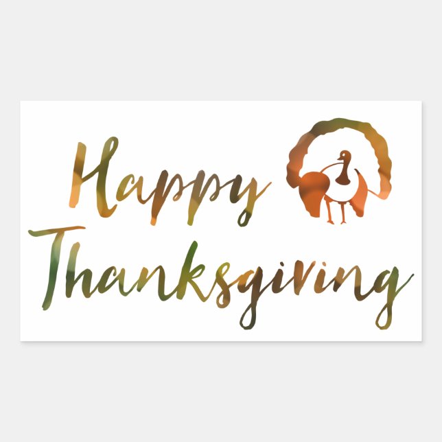 Sticker Rectangulaire Bon thanksgiving (feux de dinde de bokeh) (Devant)