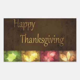 Sticker Rectangulaire Bon thanksgiving Grunge Feuilles