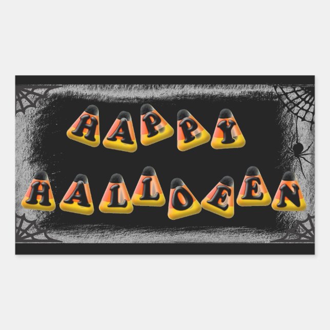 Sticker Rectangulaire Bonbon Corn Halloween heureux (Devant)