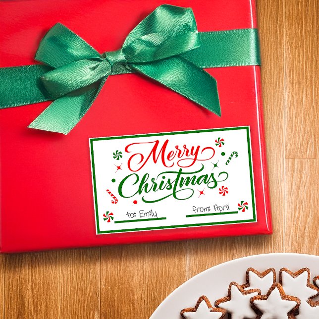 Sticker Rectangulaire Bonbons à la menthe de Noël (Créateur téléchargé)