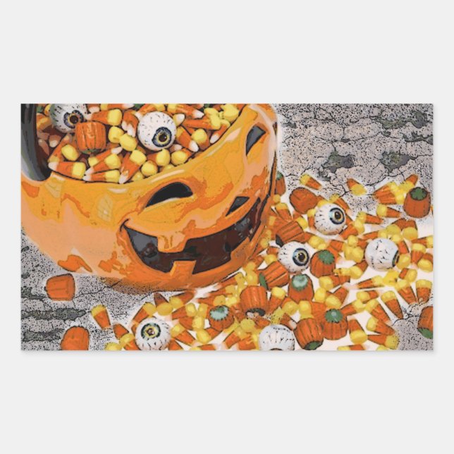 Sticker Rectangulaire Bonbons d'Halloween Eyeball (Devant)