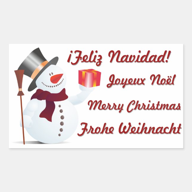Sticker Rectangulaire Bonhomme de neige pour Noël (Devant)