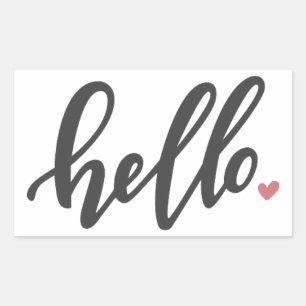 Sticker Rectangulaire Bonjour Coeur rose