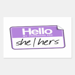 Sticker Rectangulaire Bonjour mes pronoms sont : Elle A