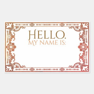 Sticker Rectangulaire Bonjour, Mon nom est : - Art Nouveau Autumn Blush