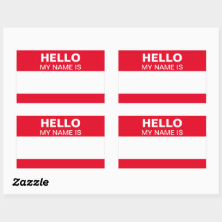 Sticker Rectangulaire Bonjour Mon nom est Red White Event Party Nom Bali
