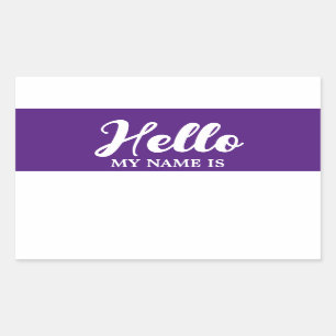 Sticker Rectangulaire Bonjour Mon Nom Est Violet Moderne Minimaliste Scr