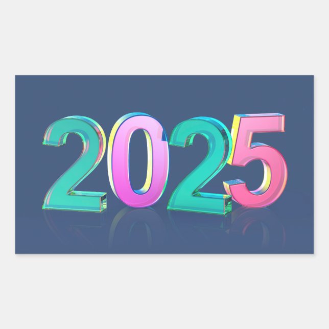 Sticker Rectangulaire Bonne année 2025 (Devant)