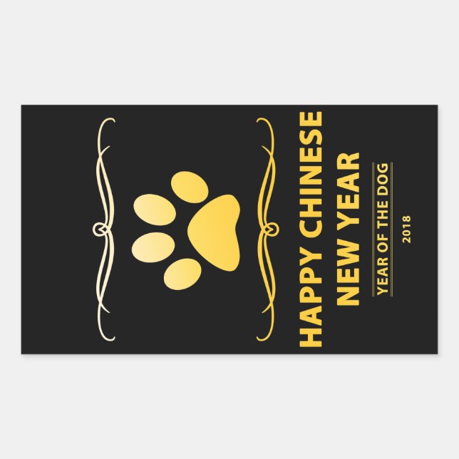 Sticker Rectangulaire Bonne année chinoise du chien 2018 Mod (Devant)
