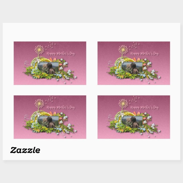 Sticker Rectangulaire Bonne fête des mères (Feuille)