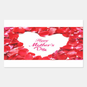 Sticker Rectangulaire Bonne fête des mères - Pétales Roses en forme de c
