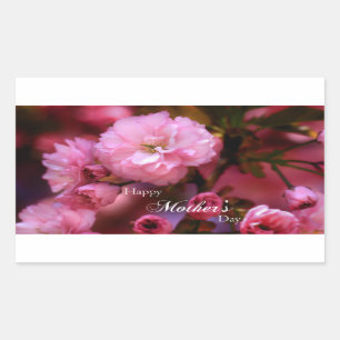 Sticker Rectangulaire Bonne Fête des mères Printemps Fleurs de cerisiers