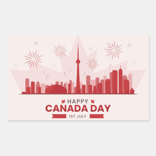 Sticker Rectangulaire Bonne fête du Canada (Devant)