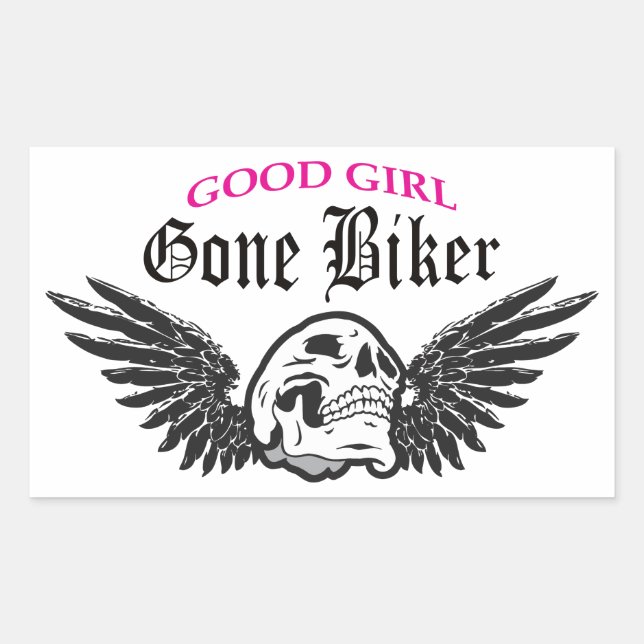 Sticker Rectangulaire Bonne Fille Gone Biker (Devant)