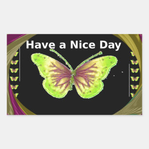 Sticker Rectangulaire Bonne journée : Belle infinité papillons art