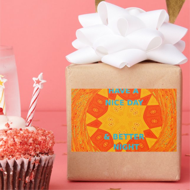 Sticker Rectangulaire Bonne journée et meilleur art nocturne Imprimer (Fête)