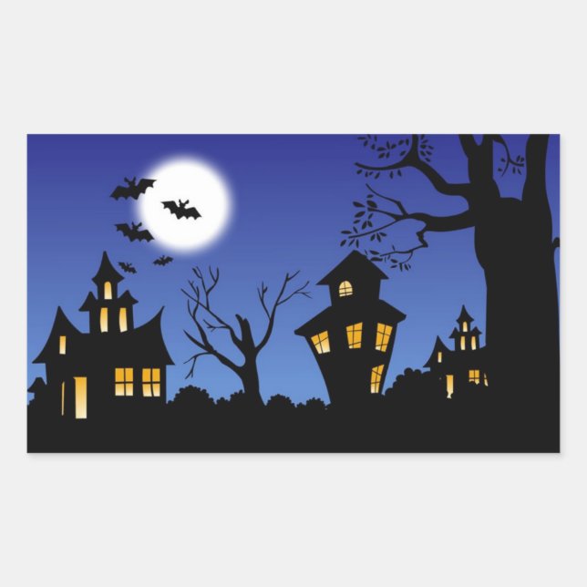 Sticker Rectangulaire Bonne nuit d'Halloween (Devant)