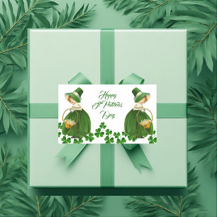 Sticker Rectangulaire Bonne St Patrick's Day Petite fille Shamrocks chan