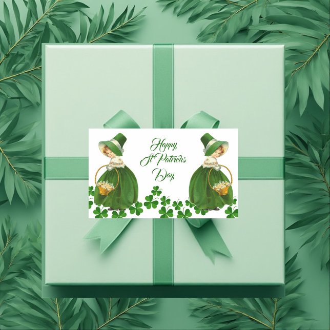 Sticker Rectangulaire Bonne St Patrick's Day Petite fille Shamrocks chan (Happy St Patrick's Day Little Girl Lucky Shamrocks Rectangular Sticker)