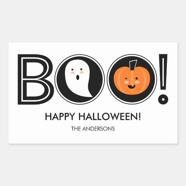 Sticker Rectangulaire Boo ! Baguette Halloween (Devant)