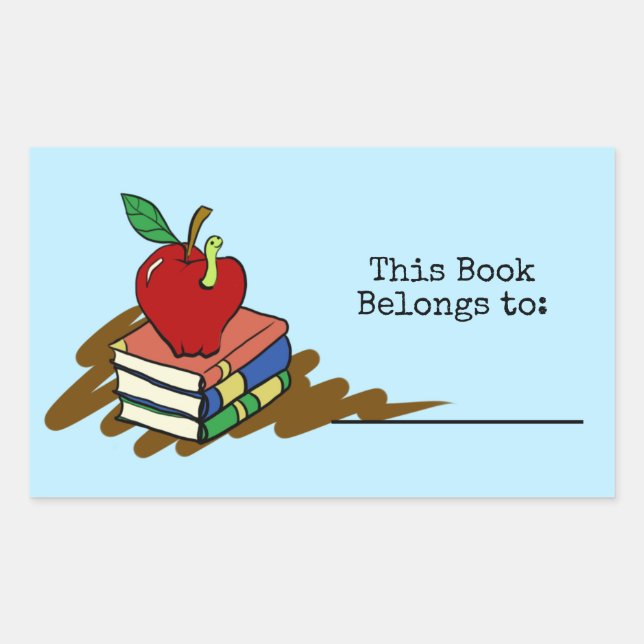 Sticker Rectangulaire Bookworm Red Apple Enseignant (Devant)