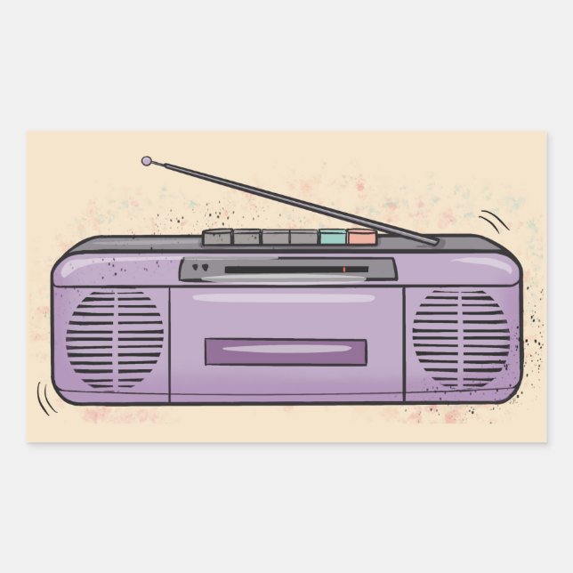 Sticker Rectangulaire Boombox violette (Devant)