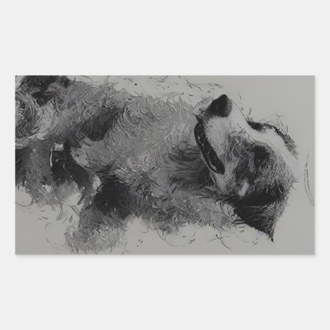 Sticker Rectangulaire border collie drawing second (Devant)