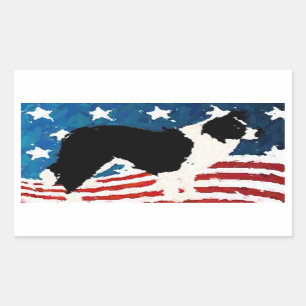 Sticker Rectangulaire Bordure Collie Sticker~Jour commémoratif