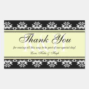 Sticker Rectangulaire Bordure en dentelle noire merci sac cadeau hors de