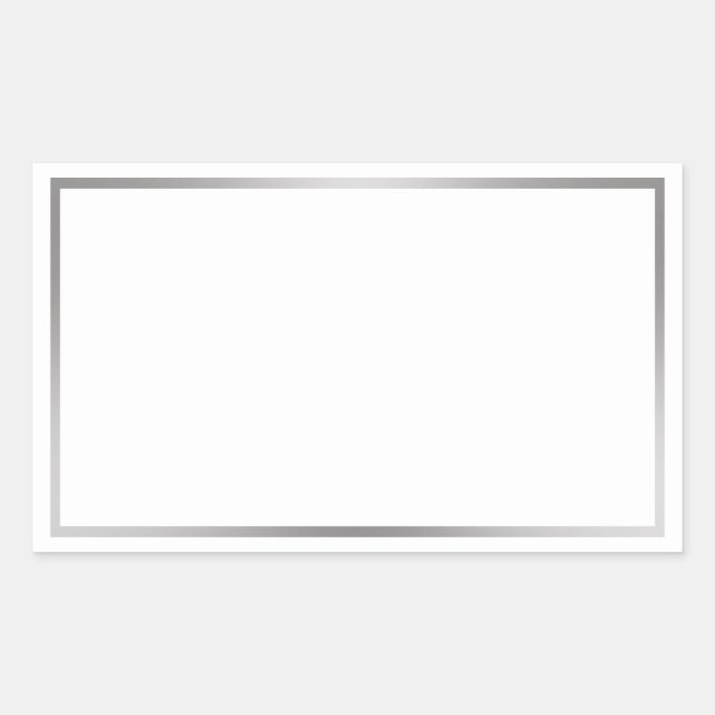 Sticker Rectangulaire Bordure simple en blanc et en argent (Devant)