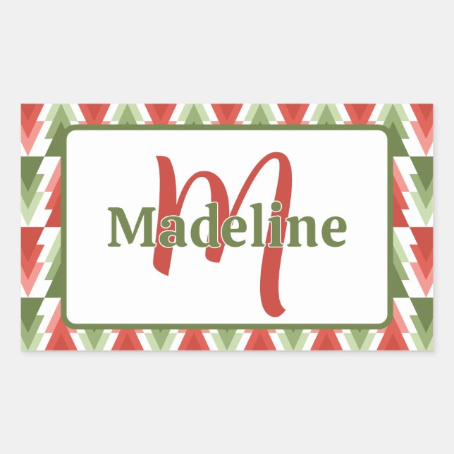 Sticker Rectangulaire Bosquet de sapins de Noël géométriques (Devant)