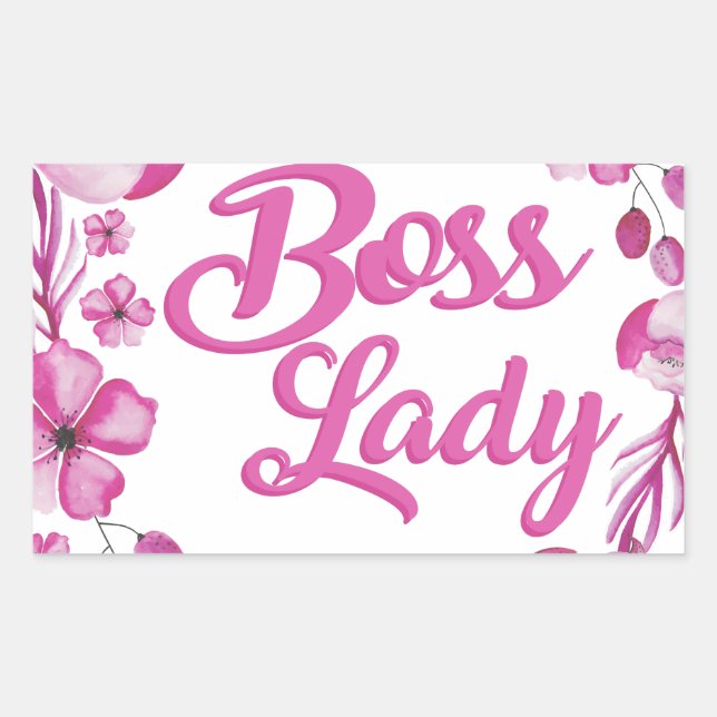 Sticker Rectangulaire Boss Boss Design rose (Devant)