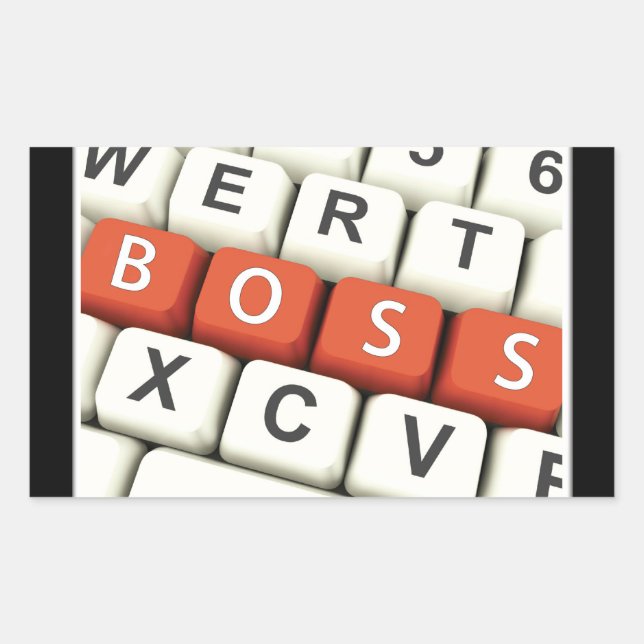 Sticker Rectangulaire Boss Day, Red Boss dans Clavier d'ordinateur (Devant)