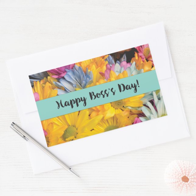 Sticker Rectangulaire Boss’s Day Merci Gerbera Daisies (Enveloppe)