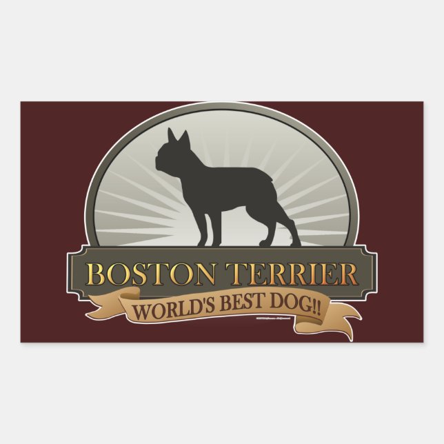 Sticker Rectangulaire Boston Terrier (Devant)