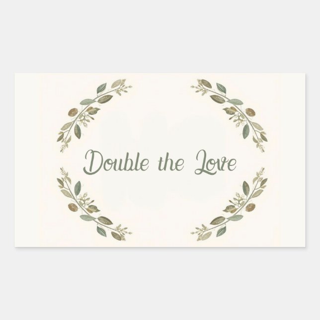 Sticker Rectangulaire Botanical Twin Baby Shower Olive Branch Boho Green (Devant)