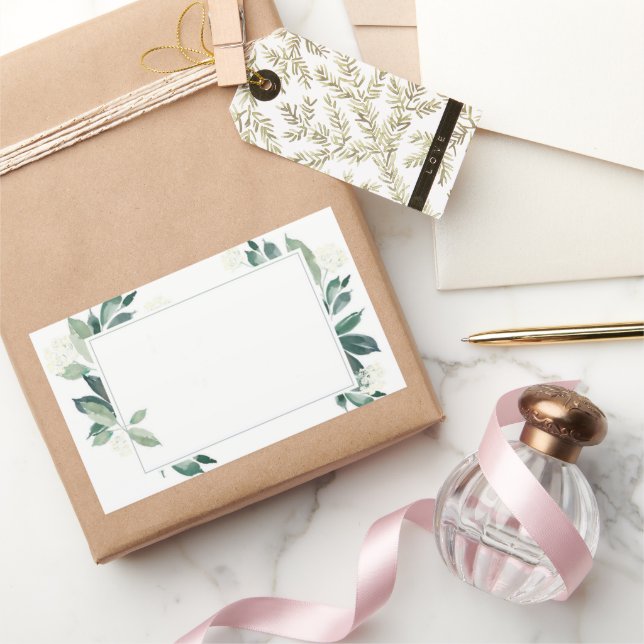 Sticker Rectangulaire Botanique verte feuillue aquarelle (Cadeaux)