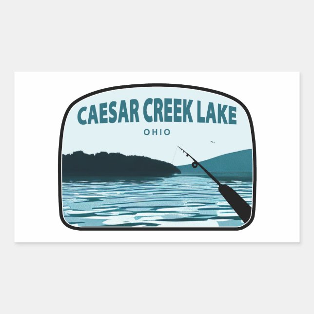 Sticker Rectangulaire Botte de pêche de Caesar Creek Lake Ohio (Devant)