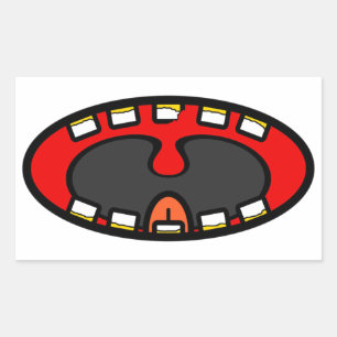 Sticker Rectangulaire Bouche de dessin animé qui rit de manière folle