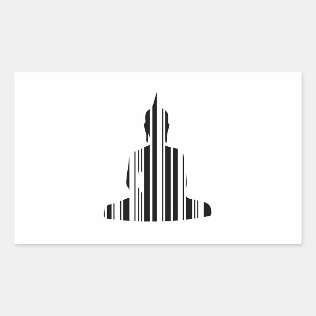 Sticker Rectangulaire BOUDDHA CODE BAR Bouddhiste Code-barres Motif Desi (Devant)
