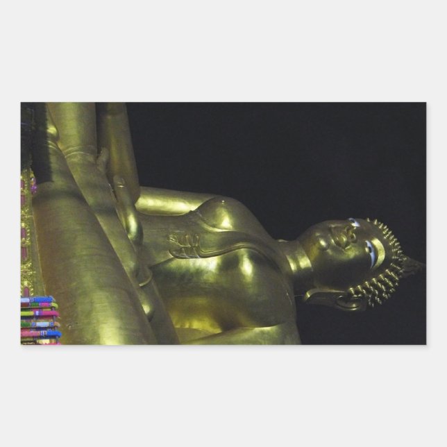 Sticker Rectangulaire Bouddha d'or la nuit (Devant)