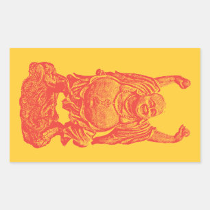 Sticker Rectangulaire Bouddha riant (rouge)