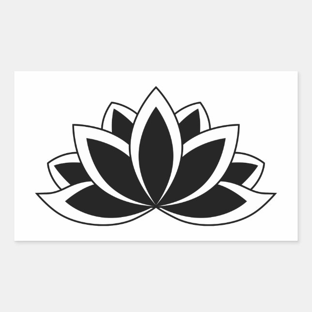 Sticker Rectangulaire Bouddhiste noir original, symbole de Lotus flower (Devant)