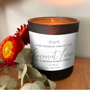 Sticker Rectangulaire Bougie artisanale simple coeur diviseur blanc noir