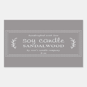 Sticker Rectangulaire Bougie artisanale XL en soja Feuillage Flanelle gr